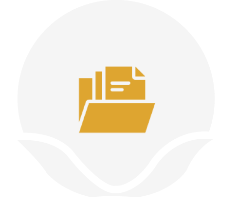 Yellow folder with documents on white background.