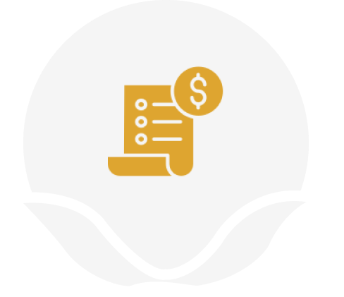 Document icon with dollar symbol, circular background.