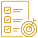Checklist with target icon in yellow.